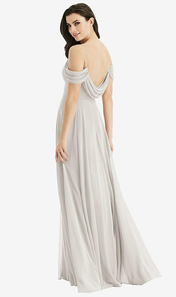 Front View - Oyster Off-the-Shoulder Open Cowl-Back Maxi Dress