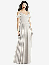 Rear View Thumbnail - Oyster Off-the-Shoulder Open Cowl-Back Maxi Dress