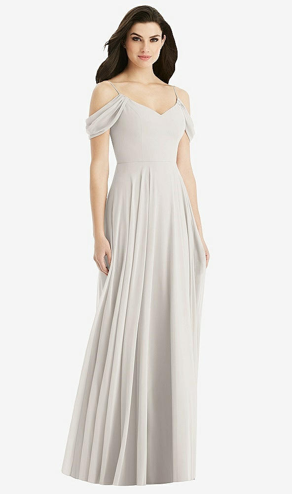 Back View - Oyster Off-the-Shoulder Open Cowl-Back Maxi Dress