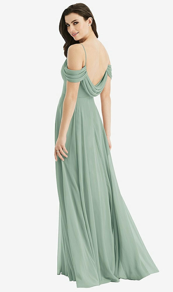 Front View - Seagrass Off-the-Shoulder Open Cowl-Back Maxi Dress