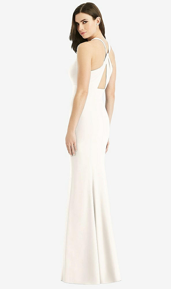 Front View - Ivory Criss Cross Twist Cutout Back Trumpet Gown