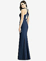 Front View Thumbnail - Midnight Navy Criss Cross Twist Cutout Back Trumpet Gown