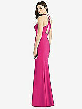 Front View Thumbnail - Think Pink Criss Cross Twist Cutout Back Trumpet Gown