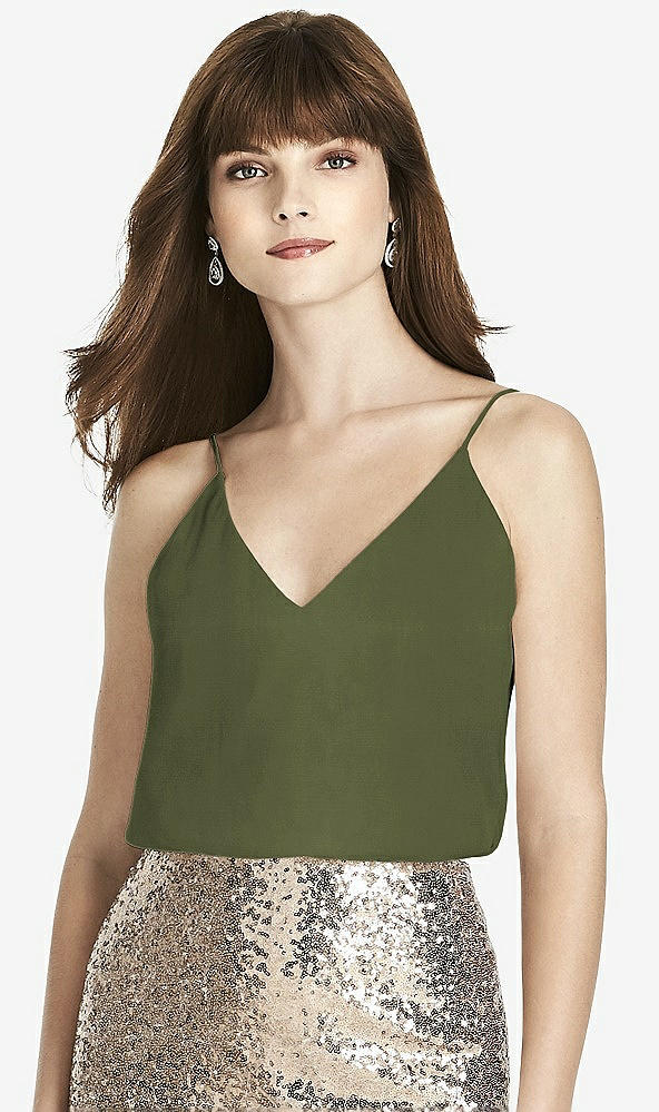 Front View - Olive Green After Six Bridesmaid Top T1507