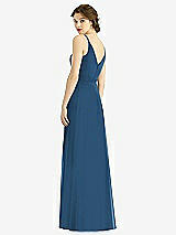 Rear View Thumbnail - Dusk Blue Draped Wrap Chiffon Maxi Dress with Sash