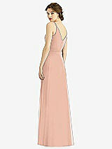 Rear View Thumbnail - Pale Peach Draped Wrap Chiffon Maxi Dress with Sash