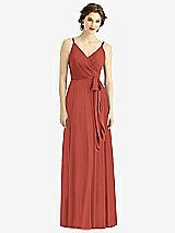 Front View Thumbnail - Amber Sunset Draped Wrap Chiffon Maxi Dress with Sash