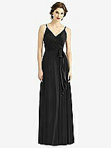 Front View Thumbnail - Black Draped Wrap Chiffon Maxi Dress with Sash