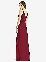 Rear View Thumbnail - Burgundy Draped Wrap Chiffon Maxi Dress with Sash