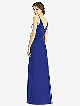 Rear View Thumbnail - Cobalt Blue Draped Wrap Chiffon Maxi Dress with Sash