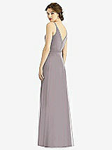 Rear View Thumbnail - Cashmere Gray Draped Wrap Chiffon Maxi Dress with Sash