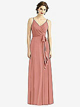 Front View Thumbnail - Desert Rose Draped Wrap Chiffon Maxi Dress with Sash