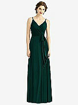 Front View Thumbnail - Evergreen Draped Wrap Chiffon Maxi Dress with Sash