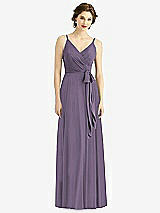 Front View Thumbnail - Lavender Draped Wrap Chiffon Maxi Dress with Sash