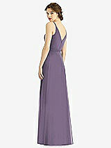 Rear View Thumbnail - Lavender Draped Wrap Chiffon Maxi Dress with Sash