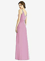 Rear View Thumbnail - Powder Pink Draped Wrap Chiffon Maxi Dress with Sash