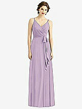 Front View Thumbnail - Pale Purple Draped Wrap Chiffon Maxi Dress with Sash