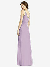 Rear View Thumbnail - Pale Purple Draped Wrap Chiffon Maxi Dress with Sash