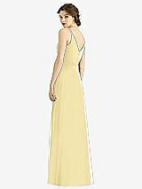Rear View Thumbnail - Pale Yellow Draped Wrap Chiffon Maxi Dress with Sash