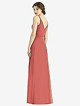 Rear View Thumbnail - Coral Pink Draped Wrap Chiffon Maxi Dress with Sash