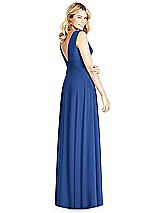 Rear View Thumbnail - Classic Blue Sleeveless Deep V-Neck Open-Back Dress