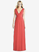 Front View Thumbnail - Perfect Coral Sleeveless Deep V-Neck Open-Back Dress