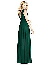 Rear View Thumbnail - Hunter Green Sleeveless Deep V-Neck Open-Back Dress