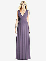 Front View Thumbnail - Lavender Sleeveless Deep V-Neck Open-Back Dress