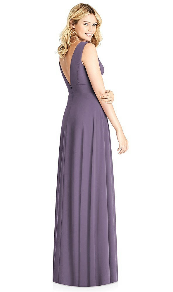 Back View - Lavender Sleeveless Deep V-Neck Open-Back Dress