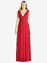 Front View Thumbnail - Parisian Red Sleeveless Deep V-Neck Open-Back Dress