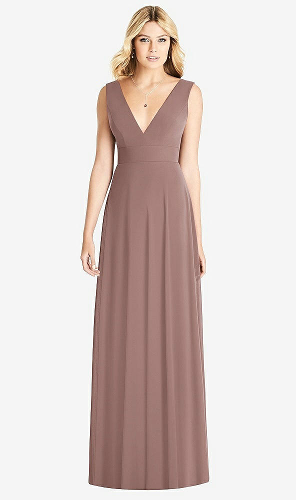 Front View - Sienna Sleeveless Deep V-Neck Open-Back Dress