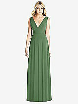 Front View Thumbnail - Vineyard Green Sleeveless Deep V-Neck Open-Back Dress