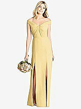 Front View Thumbnail - Buttercup Off-the-Shoulder Pleated Bodice Dress with Front Slits