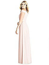 Rear View Thumbnail - Blush Off-the-Shoulder Pleated Bodice Dress with Front Slits
