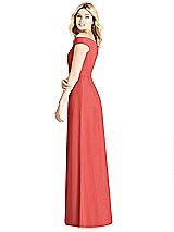Rear View Thumbnail - Perfect Coral Off-the-Shoulder Pleated Bodice Dress with Front Slits