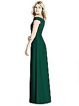 Rear View Thumbnail - Hunter Green Off-the-Shoulder Pleated Bodice Dress with Front Slits