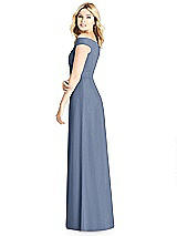 Rear View Thumbnail - Larkspur Blue Off-the-Shoulder Pleated Bodice Dress with Front Slits
