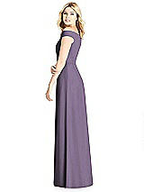 Rear View Thumbnail - Lavender Off-the-Shoulder Pleated Bodice Dress with Front Slits
