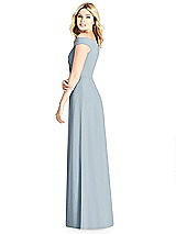 Rear View Thumbnail - Mist Off-the-Shoulder Pleated Bodice Dress with Front Slits