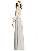 Rear View Thumbnail - Oyster Off-the-Shoulder Pleated Bodice Dress with Front Slits