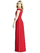 Rear View Thumbnail - Parisian Red Off-the-Shoulder Pleated Bodice Dress with Front Slits