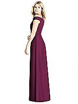 Rear View Thumbnail - Ruby Off-the-Shoulder Pleated Bodice Dress with Front Slits