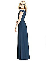Rear View Thumbnail - Sofia Blue Off-the-Shoulder Pleated Bodice Dress with Front Slits