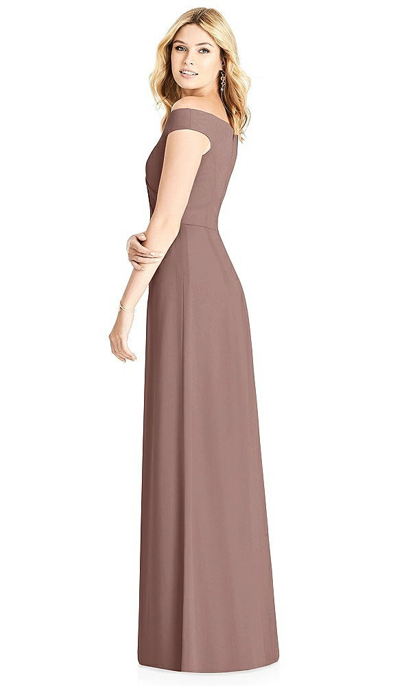 Back View - Sienna Off-the-Shoulder Pleated Bodice Dress with Front Slits