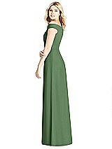Rear View Thumbnail - Vineyard Green Off-the-Shoulder Pleated Bodice Dress with Front Slits