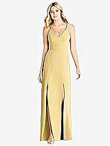 Front View Thumbnail - Buttercup Dual Spaghetti Strap Crepe Dress with Front Slits