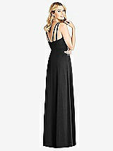 Rear View Thumbnail - Black Dual Spaghetti Strap Crepe Dress with Front Slits
