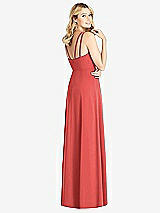 Rear View Thumbnail - Perfect Coral Dual Spaghetti Strap Crepe Dress with Front Slits