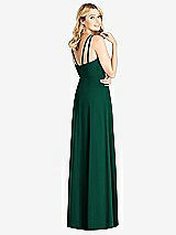 Rear View Thumbnail - Hunter Green Dual Spaghetti Strap Crepe Dress with Front Slits
