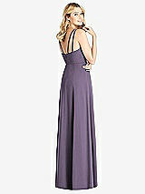 Rear View Thumbnail - Lavender Dual Spaghetti Strap Crepe Dress with Front Slits